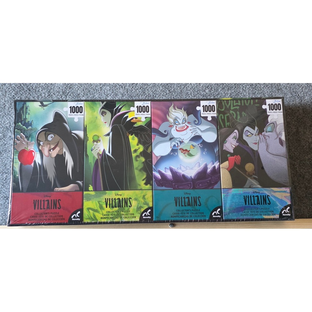 Disney Villains Jigsaw Puzzle Set 4x1000pc Maleficent Ursula Sealed Gothic Gift - Picture 2 of 9